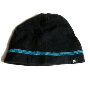 HURLEY Infant Beanie Cap Black blue embroidered stocking hat
